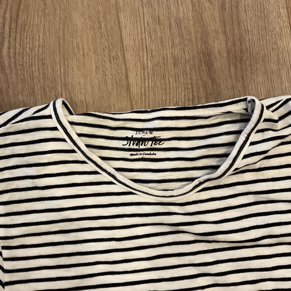 J. Crew Black and White Stripe Studio Tee - Picture 3 of 4
